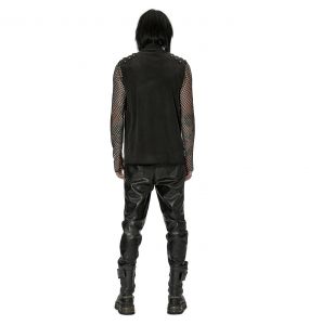 Black 'Xanthus' Asymmetrical Zipper Vest