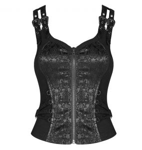 Black Jacquart and Brocade 'Poison Ivy' Top