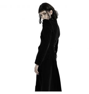 Black 'Dark Doll' Velvet Mid Length Coat