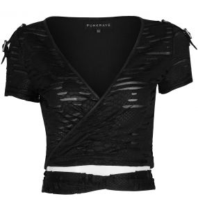 Black 'Punk Bandage' Short Sleeves T-Shirt