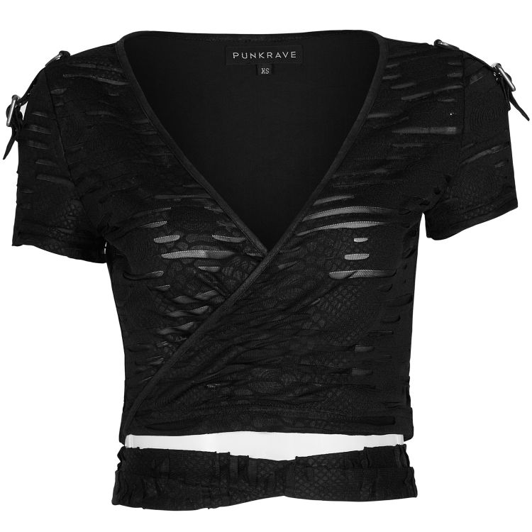 Black 'Punk Bandage' Short Sleeves T-Shirt