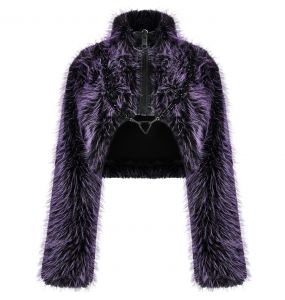 Purple 'Cassiopee' Faux Fur Jacket