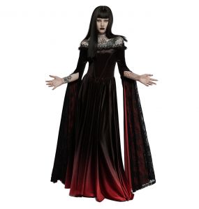 Longue Robe 'Orphelia' Noire et Rouge