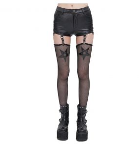 Sexy Black Faux Leather 'Pentagram' Hot Pants