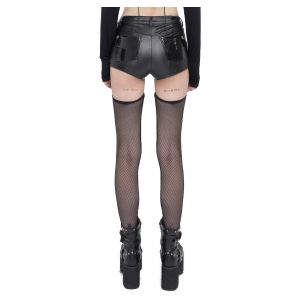 Sexy Black Faux Leather 'Pentagram' Shorts