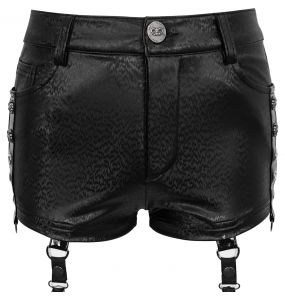 Sexy Black Faux Leather 'Pentagram' Shorts