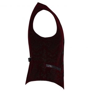 Dark Red Victorian 'Poison Ivy' Brocade Vest