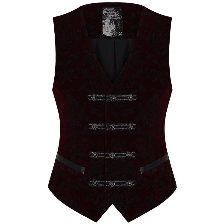 Dark Red Victorian 'Poison Ivy' Brocade Vest