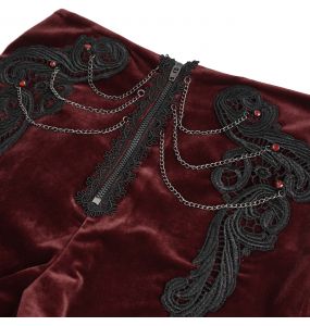 Burgundy Velvet 'Artemis' Shorts