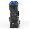 Black Itali Leather New Rock Kid Ankle Boots with Blue Seams