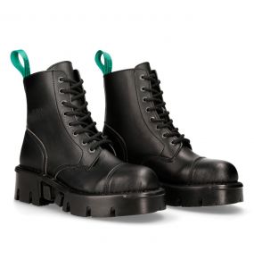 Black Vegan New Rock Metallic Ankle Boots