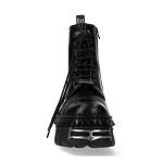Black Leather New Rock Wall Ankle Boots