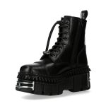 Black Leather New Rock Wall Ankle Boots