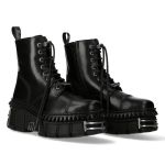 Black Leather New Rock Wall Ankle Boots