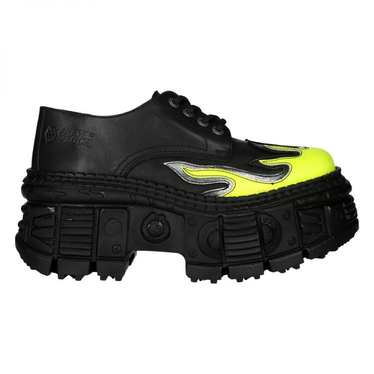 Black and Fluorescent Yellow New Rock Tank Platform Shoes
