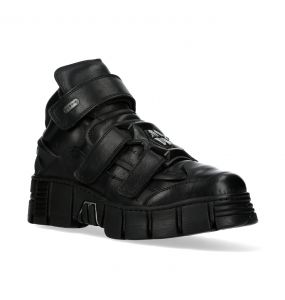 Black Leather New Rock Metallic Shoes