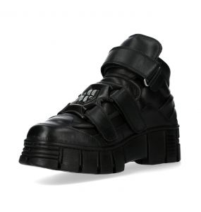 Black Leather New Rock Metallic Shoes