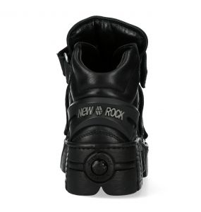 Black Leather New Rock Metallic Shoes