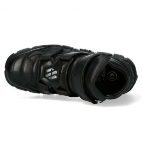 Black Leather New Rock Metallic Shoes