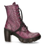 Lilac Python Vegan Leather New Rock Trail Ankle Boots