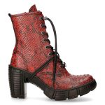 Red Python Vegan Leather New Rock Trail Ankle Boots