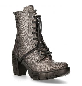 Silver Python Vegan Leather New Rock Trail Ankle Boots