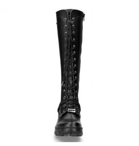 Black Vegan Leather New Rock Trail High Boots