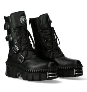 Black Itali and Nomada Leather New Rock Metallic Boots