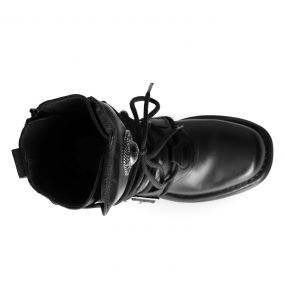 Bottes Plateformes New Rock Metallic en Cuir Noir
