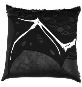 Black 'Wing Bone' Printed Pillow