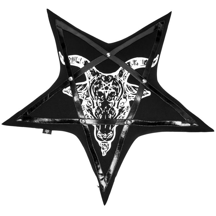 Coussin Pentagramme Imprimé « Baphomet » Noir