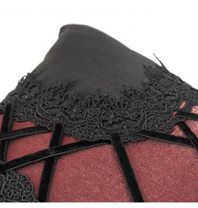 Coussin Gothique 'Cross-Shaped' Noir et  Rouge
