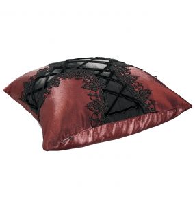 Wine and Black Cross-Shaped Gothic Pillow