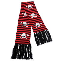 Scarf 'Red Stripes Skull and Bones'