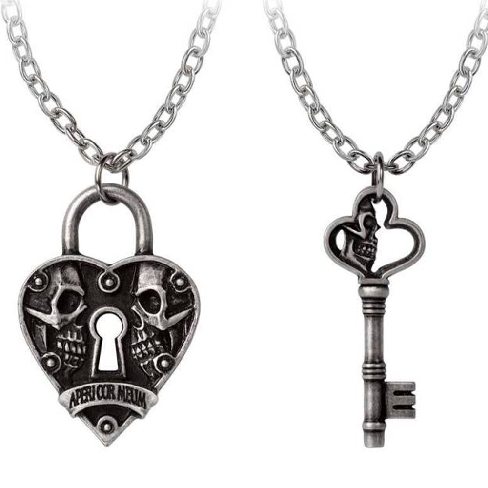 2023 New Trendy Heart Shape Key Lock Pendant Necklace Stainless