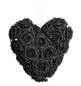 Coeur Décoratif à Suspendre 'Black Rose Heart'