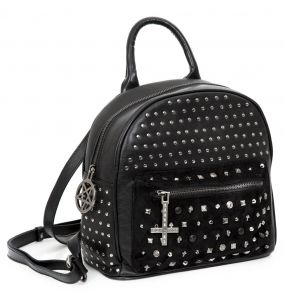 Black Leather and Velvet 'Pentagram' Backpack