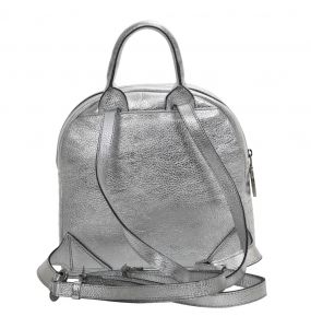 Gray Leather and Velvet 'Pentagram' Backpack