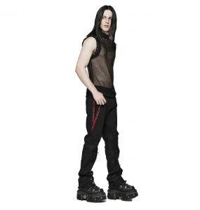 Black and Red 'Punk Spider Mesh' Pants