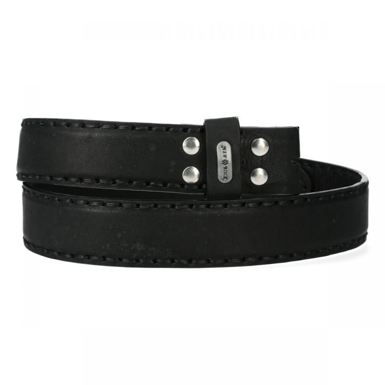 Ceinture New Rock sans Boucle en Cuir Noir