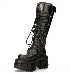 Black Itali and Nomada Leather New Rock Tank High Boots