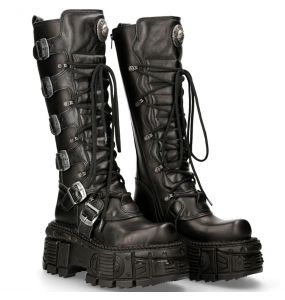 Black Itali and Nomada Leather New Rock Tank High Boots