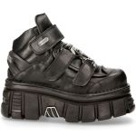 Black Leather New Rock Metallic Shoes