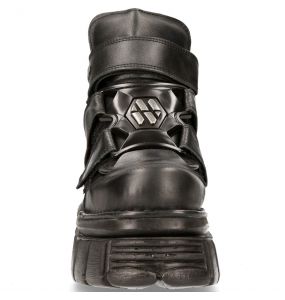 Black Leather New Rock Metallic Shoes