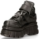 Black Leather New Rock Metallic Shoes