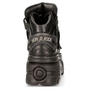 Chaussures New Rock Metallic en Cuir Noir