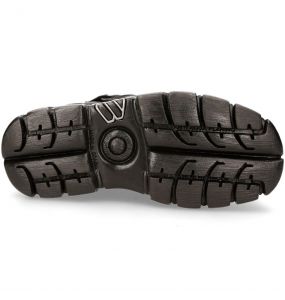 Chaussures New Rock Metallic en Cuir Noir