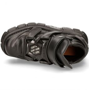 Black Leather New Rock Metallic Shoes