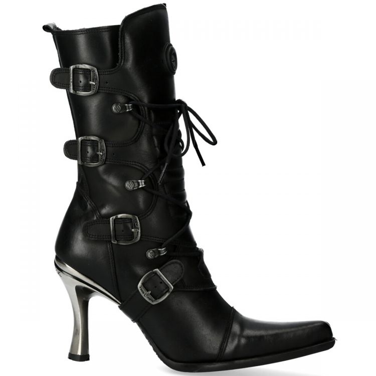 Bottes New Rock Malicia en Cuir Itali Noir