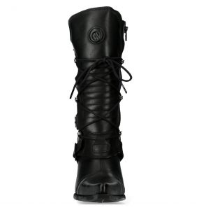 Bottes New Rock Malicia en Cuir Itali Noir